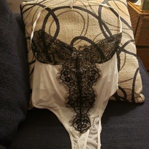 White and black lace bodysuit